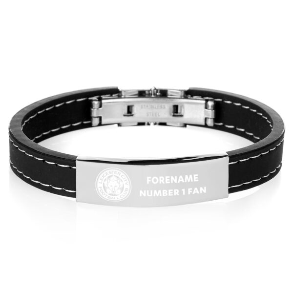 Personalised Leicester City FC Steel & Rubber Bracelet