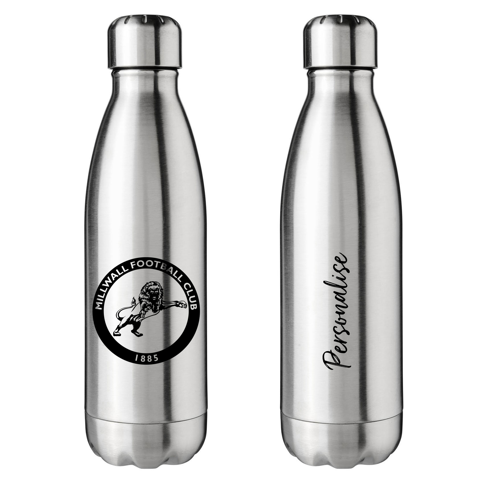 Personalised Millwall FC Insulated Water Bottle – Crest – Stainless Steel