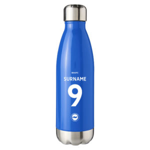 Personalised Brighton & Hove Albion Insulated Water Bottle – Back of Shirt – Blue
