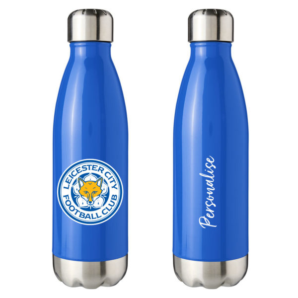 Personalised Leicester City Insulated Water Bottle – Crest – Blue