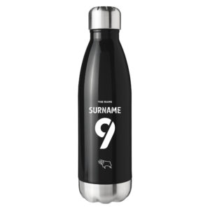 Personalised Derby County Insulated Water Bottle – Back of Shirt – Black
