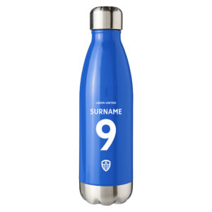 Personalised Leeds United Insulated Water Bottle – Back of Shirt – Blue