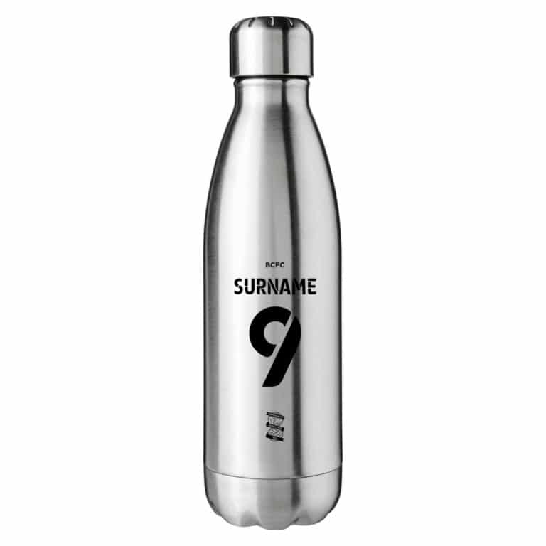Personalised Birmingham City Insulated Water Bottle – Back of Shirt – Stainless Steel