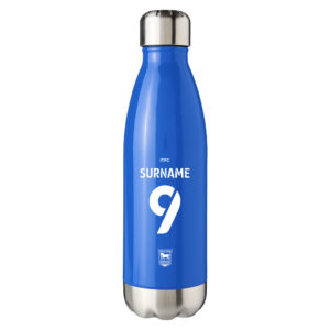 Personalised Ipswich Town Insulated Water Bottle – Back of Shirt – Blue