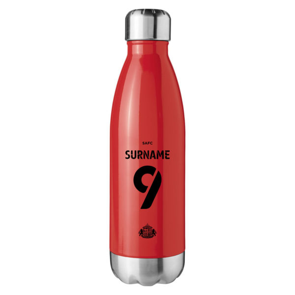Personalised Sunderland FC Insulated Water Bottle – Back of Shirt – Red