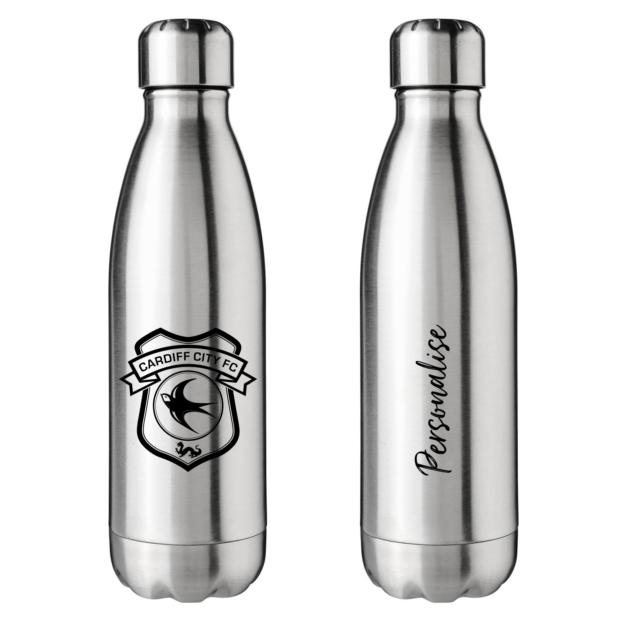 Personalised Cardiff City Insulated Water Bottle – Crest – Stainless Steel