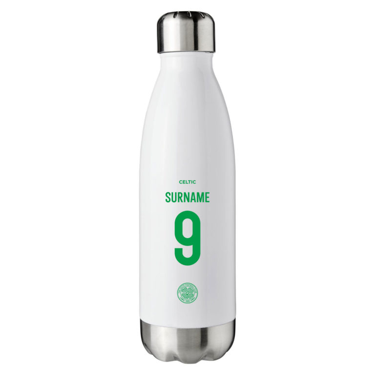 Personalised Celtic Insulated Water Bottle – Back of Shirt – White