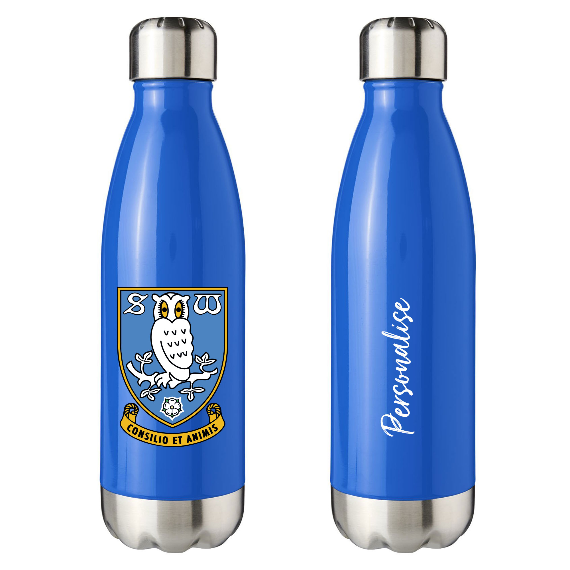 Personalised Sheffield Wednesday Insulated Water Bottle – Crest – Blue