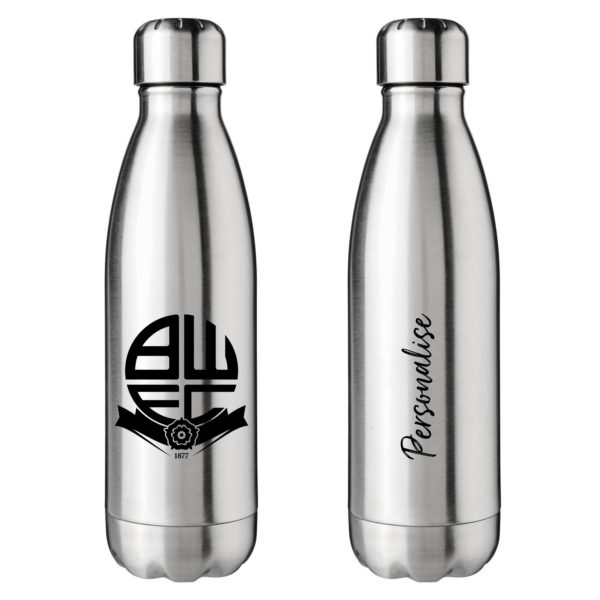 Personalised Bolton Wanderers Insulated Water Bottle – Crest – Stainless Steel