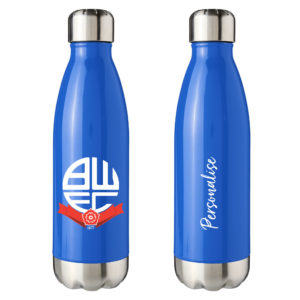 Personalised Bolton Wanderers Insulated Water Bottle – Crest – Blue