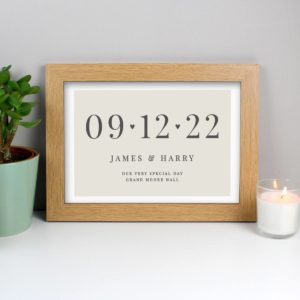 Personalised Date A4 Oak Framed Print
