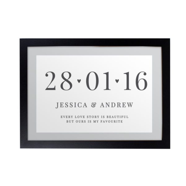 Personalised Date A4 Black Framed Print