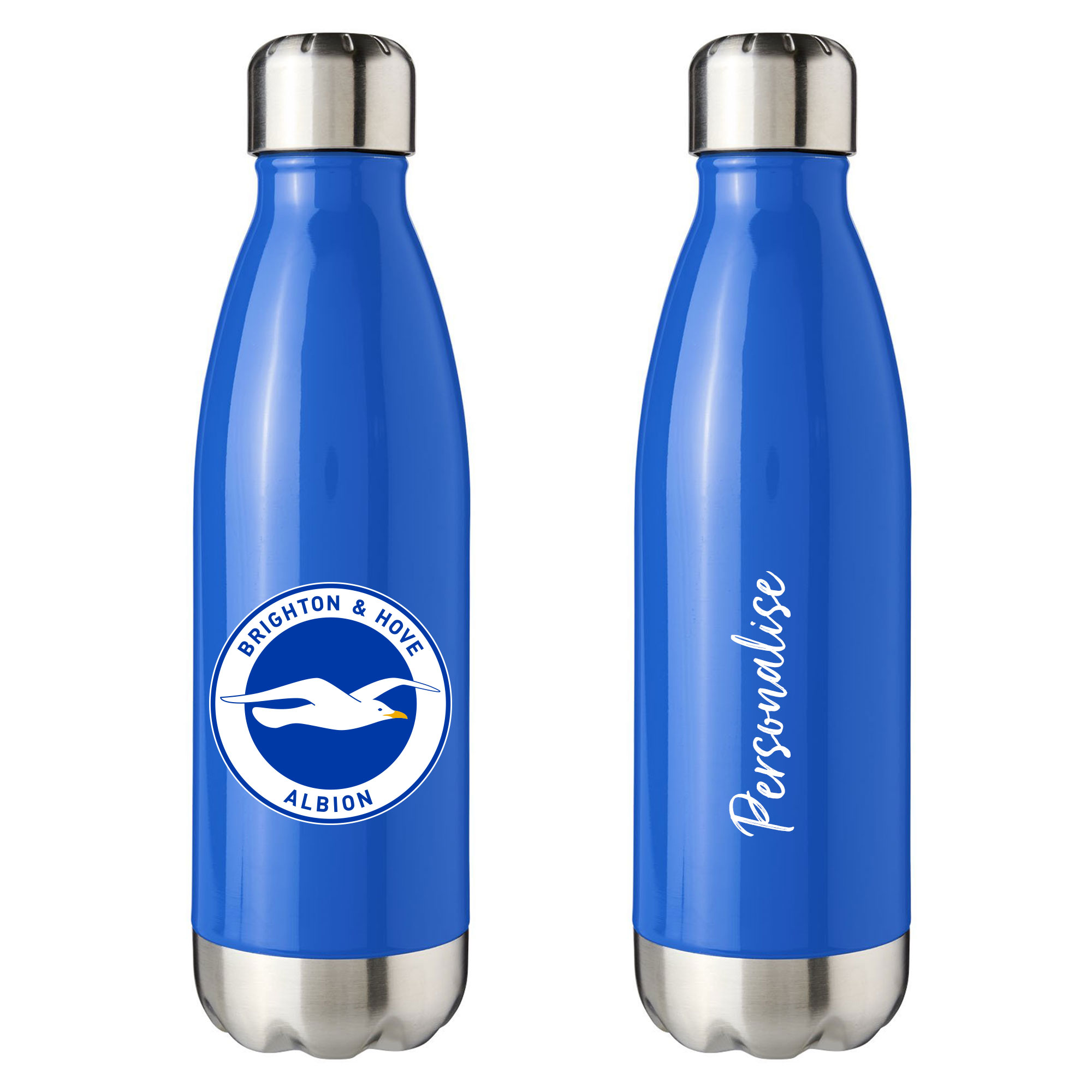 Personalised Brighton & Hove Albion Insulated Water Bottle – Crest – Blue