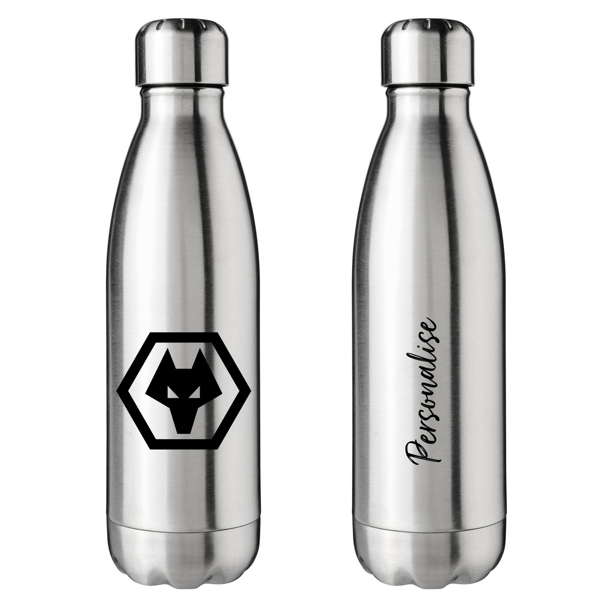 Personalised Wolverhampton Wanderers Insulated Water Bottle – Crest – Stainless Steel
