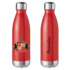 Personalised Sunderland FC Insulated Water Bottle – Crest – Red