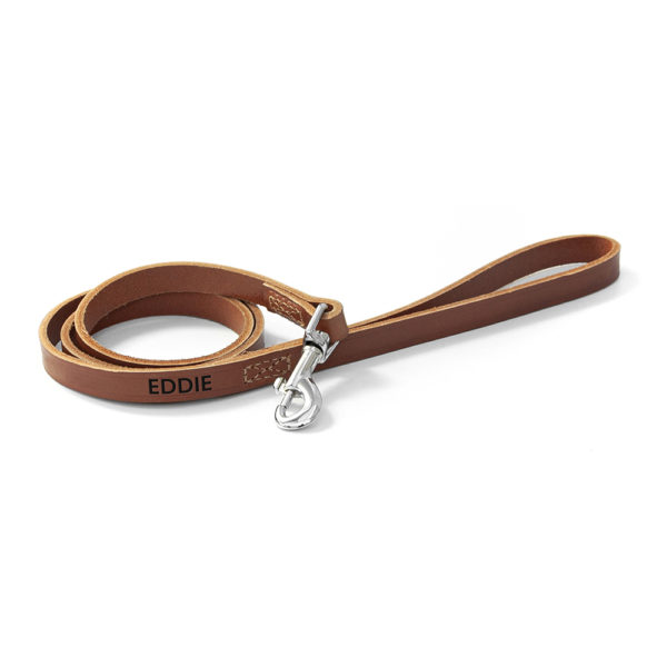 Personalised Classic Brown Leather Dog Lead