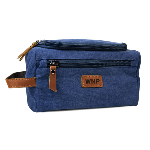 Personalised Jetsetter Denim Wash Bag Blue