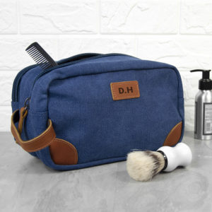 Personalised Deluxe Denim Wash Bag Grey