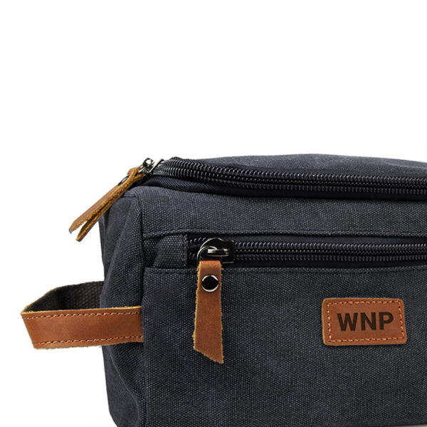 Personalised Jetsetter Denim Wash Bag Grey