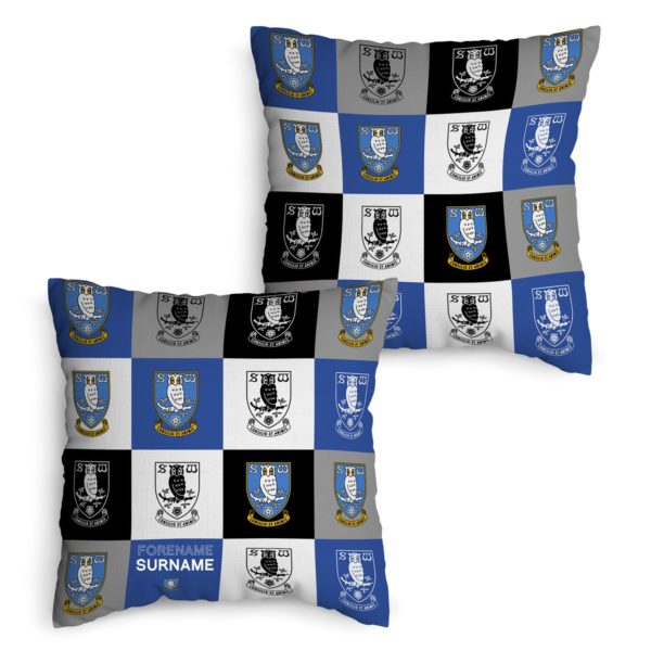 Personalised Sheffield Wednesday Chequered Cushion