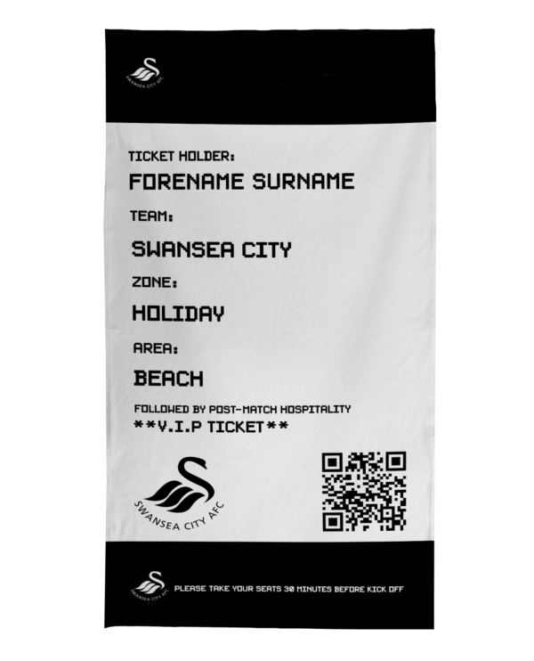 Personalised Swansea City Ticket Beach Towel