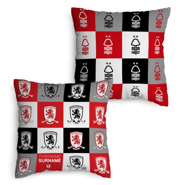 Personalised Middlesbrough Chequered Cushion