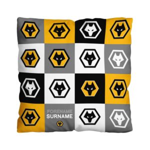 Personalised Wolverhampton Wanderers Chequered Cushion