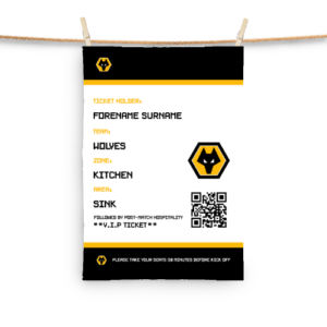 Personalised Wolverhampton Wanderers Ticket Tea Towel