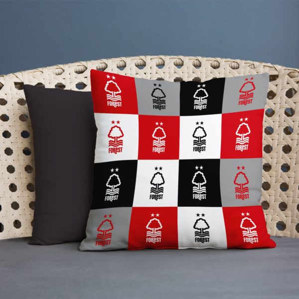 Personalised Nottingham Forest Chequered Cushion