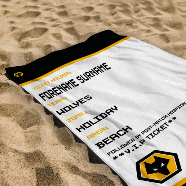 Personalised Wolverhampton Wanderers Ticket Beach Towel