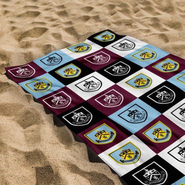 Personalised Burnley FC Chequered Beach Towel