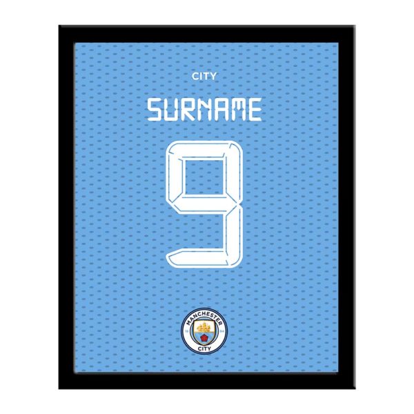 Personalised Manchester City Back of Shirt A4 Print