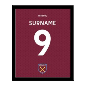 Personalised West Ham United Back of Shirt A4 Print