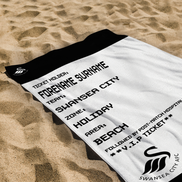 Personalised Swansea City Ticket Beach Towel