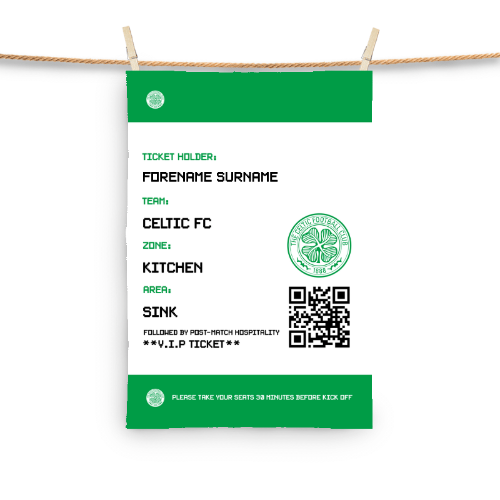Personalised Celtic Ticket Tea Towel