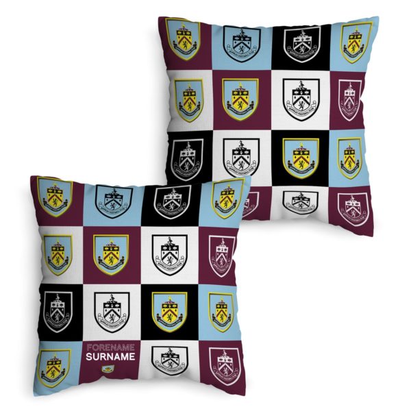 Personalised Burnley FC Chequered Cushion