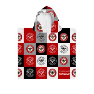 Personalised Brentford FC Chequered Hooded Towel – Kids