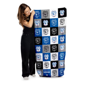 Personalised Cardiff City Chequered Beach Towel