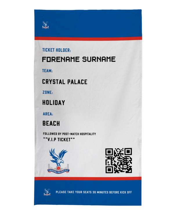 Personalised Crystal Palace Ticket Beach Towel