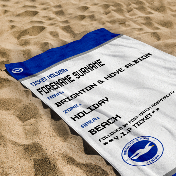 Personalised Brighton & Hove Albion Ticket Beach Towel