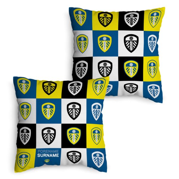 Personalised Leeds United Chequered Cushion