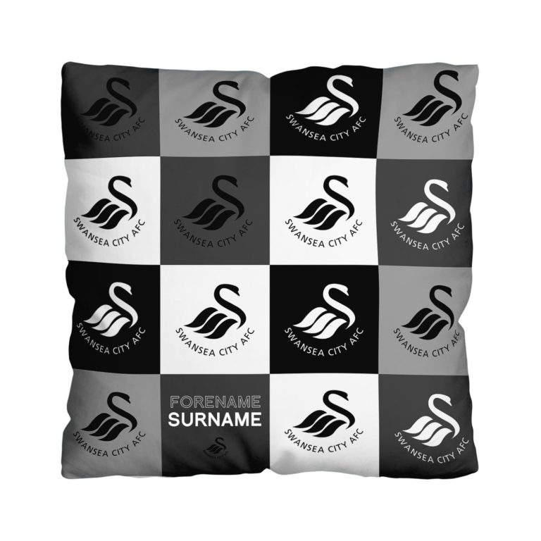 Personalised Swansea City Chequered Cushion