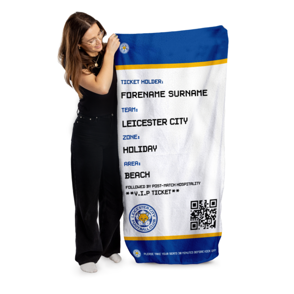 Personalised Leicester City Ticket Beach Towel