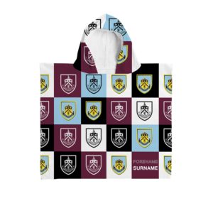 Personalised Burnley FC Chequered Hooded Towel – Kids