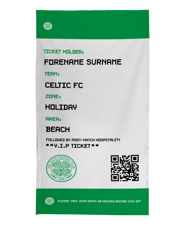 Personalised Celtic Ticket Beach Towel