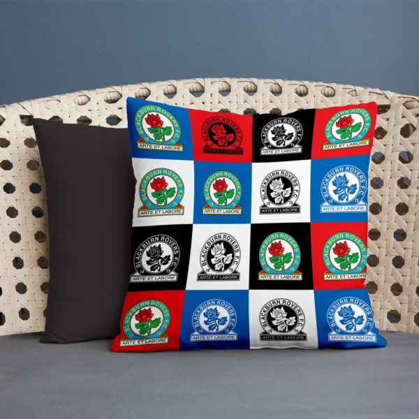 Personalised Blackburn Rovers Chequered Cushion