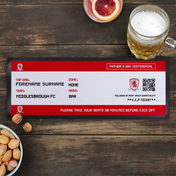 Personalised Middlesbrough Ticket Bar Runner