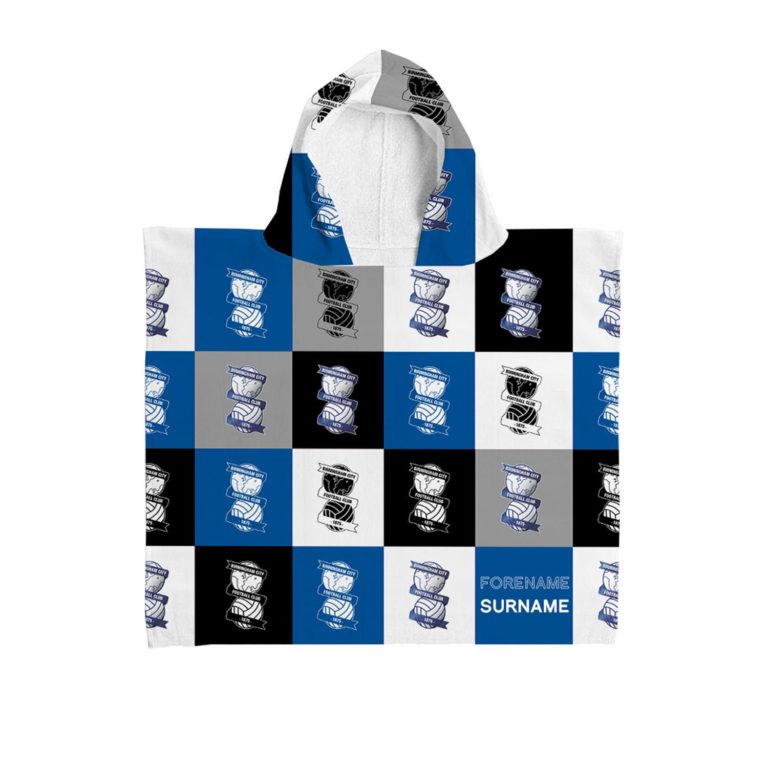 Personalised Birmingham City Chequered Hooded Towel – Kids