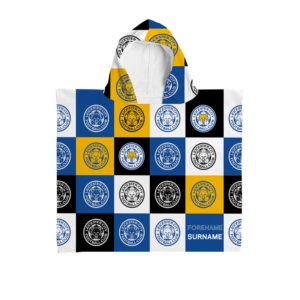 Personalised Leicester City Chequered Hooded Towel – Kids