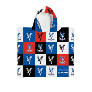 Personalised Crystal Palace Chequered Hooded Towel – Kids